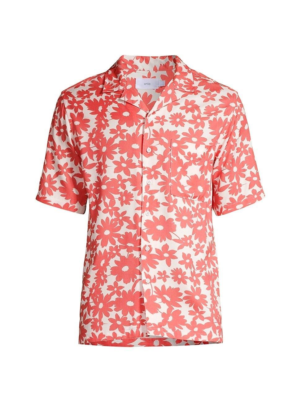 Onia Mens Printed Camp Shirt - Coral Product Image