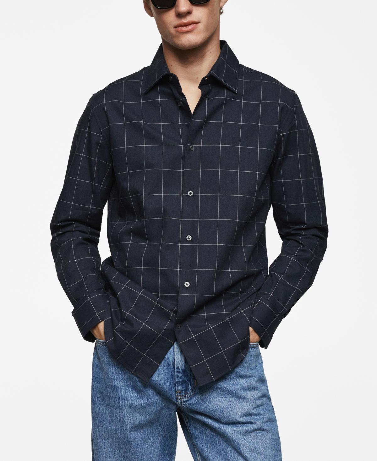 Mango Mens Check Flannel Cotton Shirt Product Image