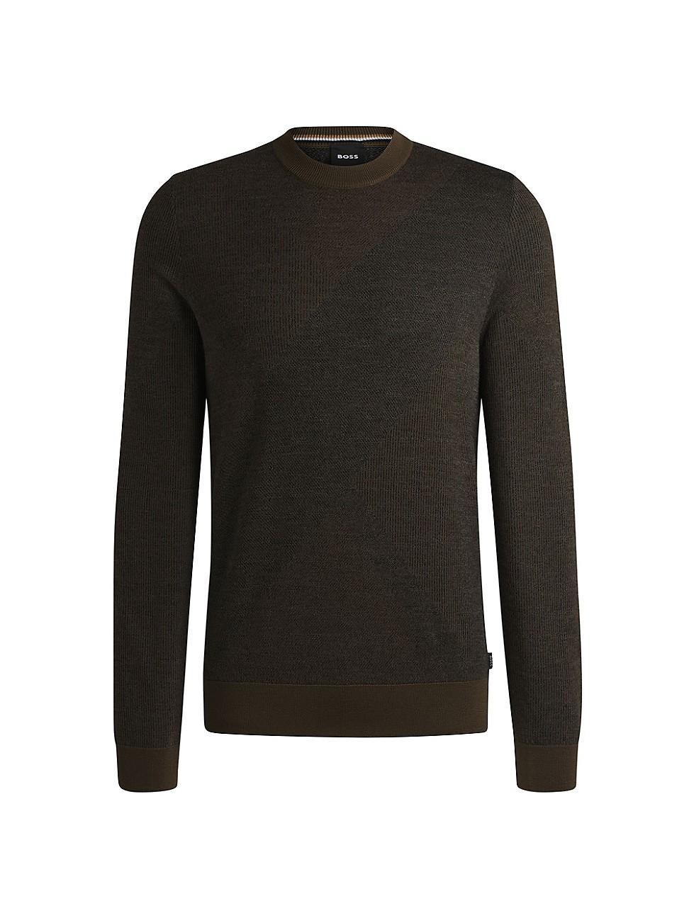 Mens Virgin-Wool Sweater with Two-Tone Jacquard Pattern Product Image