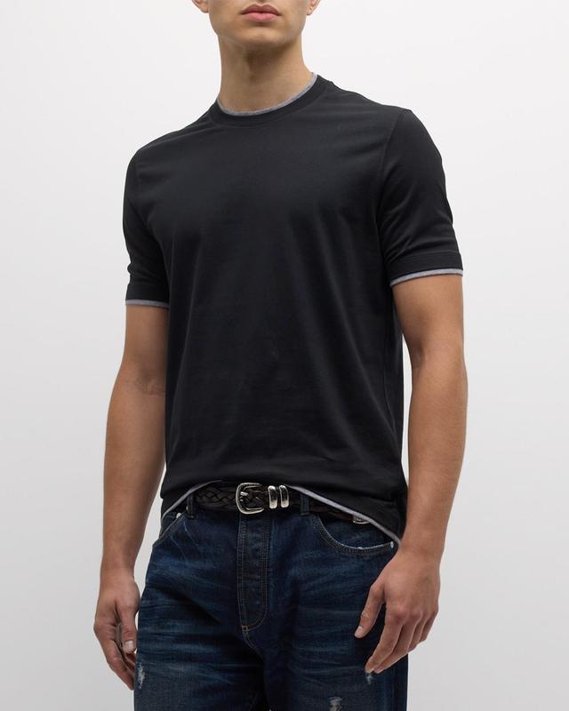 Mens Crewneck T-Shirt with Faux-Layering Product Image