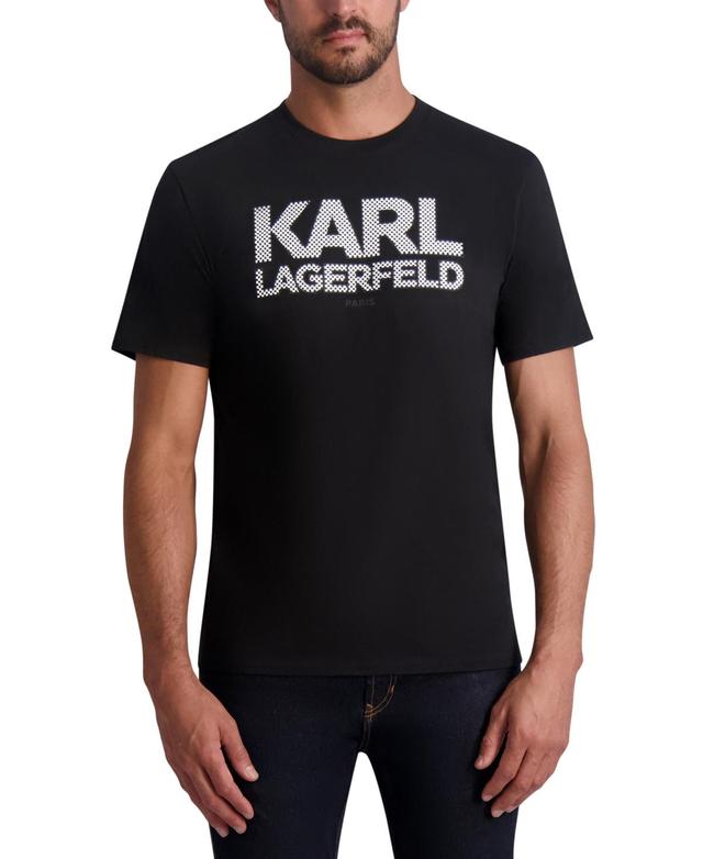 Karl Lagerfeld Paris Mens Slim-Fit Checkered Logo Graphic T-Shirt Product Image