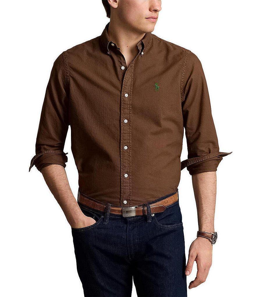 Polo Ralph Lauren Solid Garment-Dye Oxford Classic Fit Long Sleeve Woven Shirt Product Image