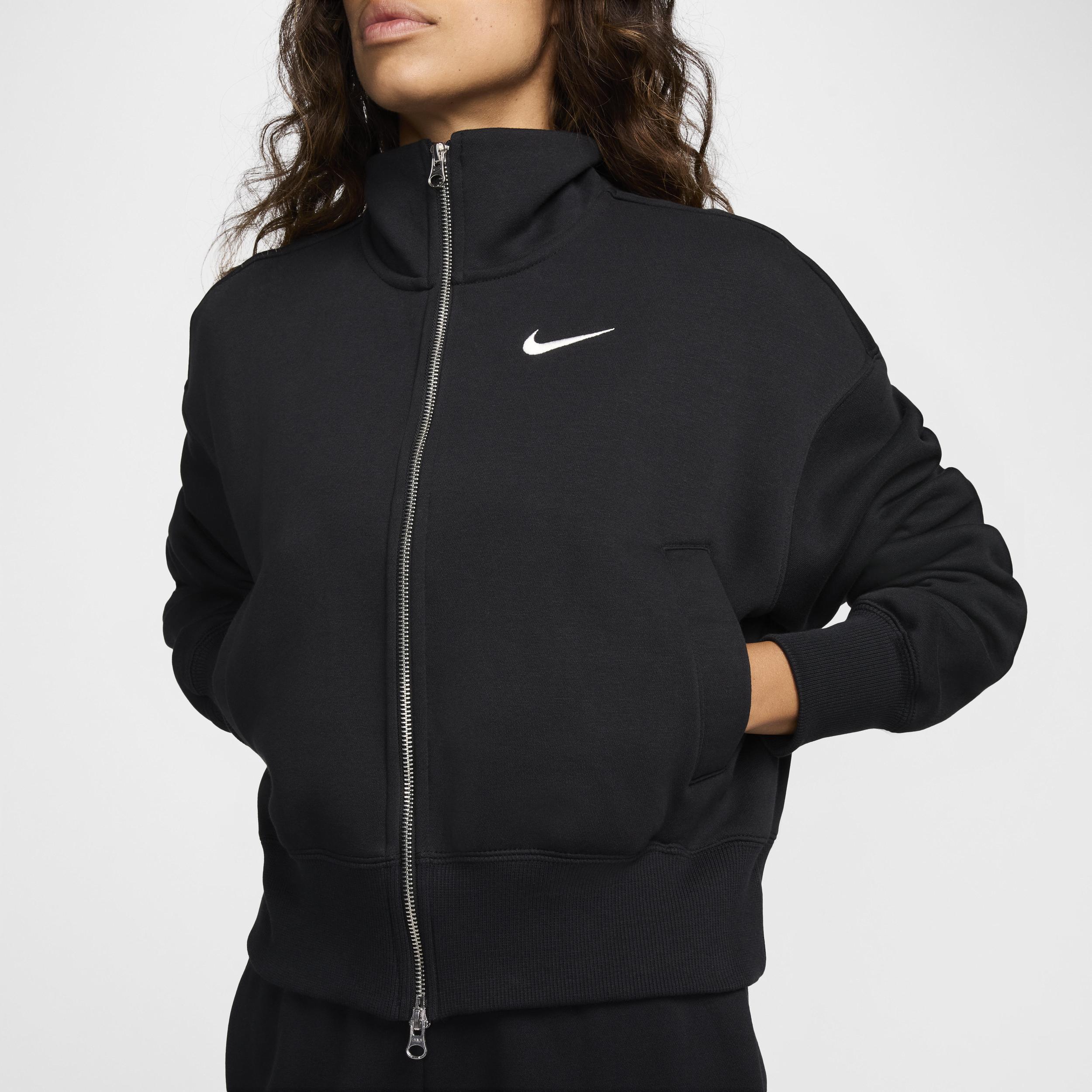 Nike Womens Nike NSW Phoenix OS Fleece Track Jacket - Womens Black/Sail Product Image