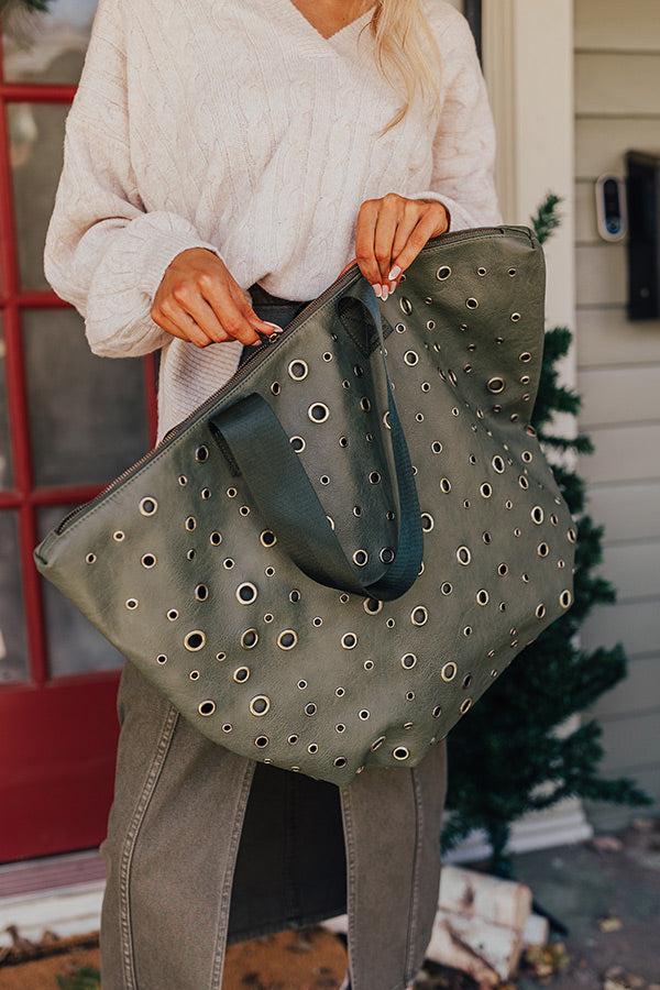 The Bristol Faux Leather Tote In Olive Product Image