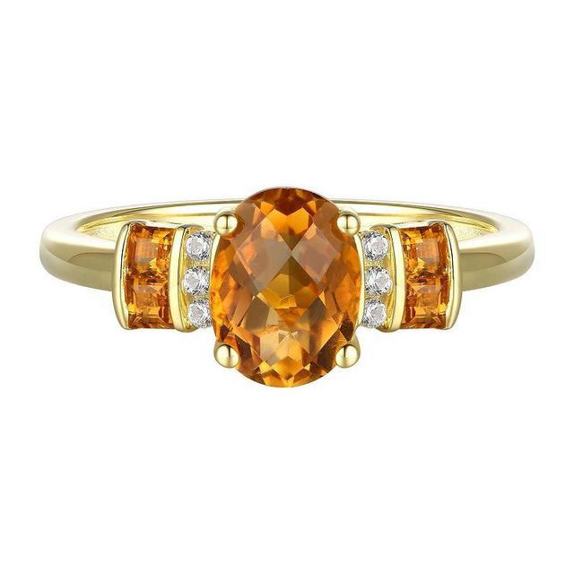 14k Gold Over Silver Citrine & Lab-Created White Sapphire Ring, Womens Yellow Product Image