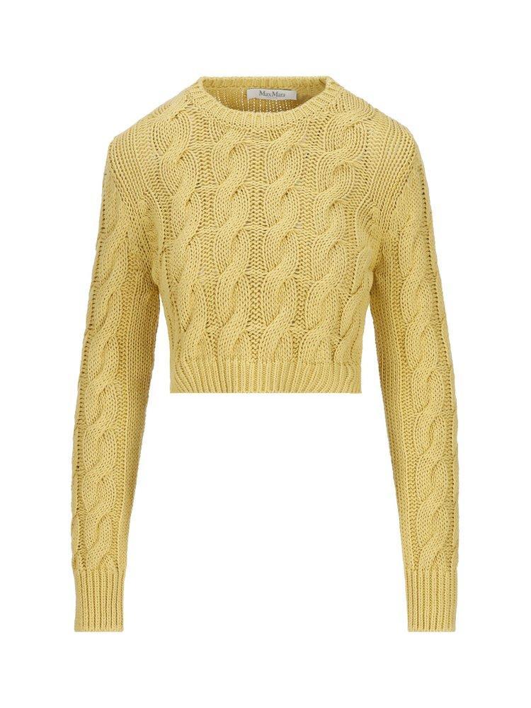 Cable Knit Cropped Jumper In Yellow Product Image