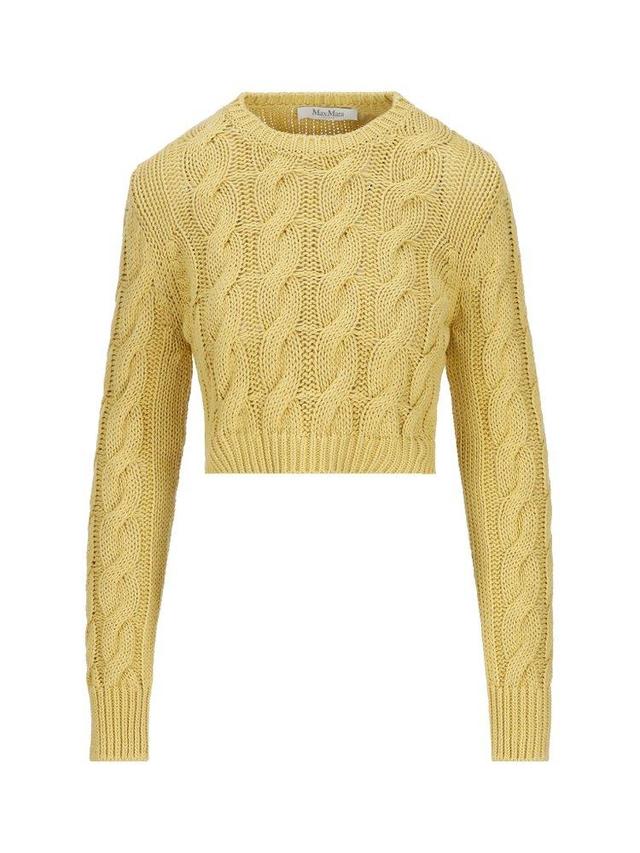 Cable Knit Cropped Jumper In Yellow Product Image