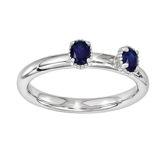 Stacks & Stones Sterling Silver Lab-Created Sapphire Stack Ring, Womens Blue Product Image