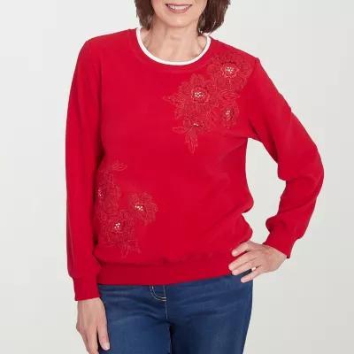 Alfred Dunner Classics Womens Crew Neck Long Sleeve Sweatshirt Product Image