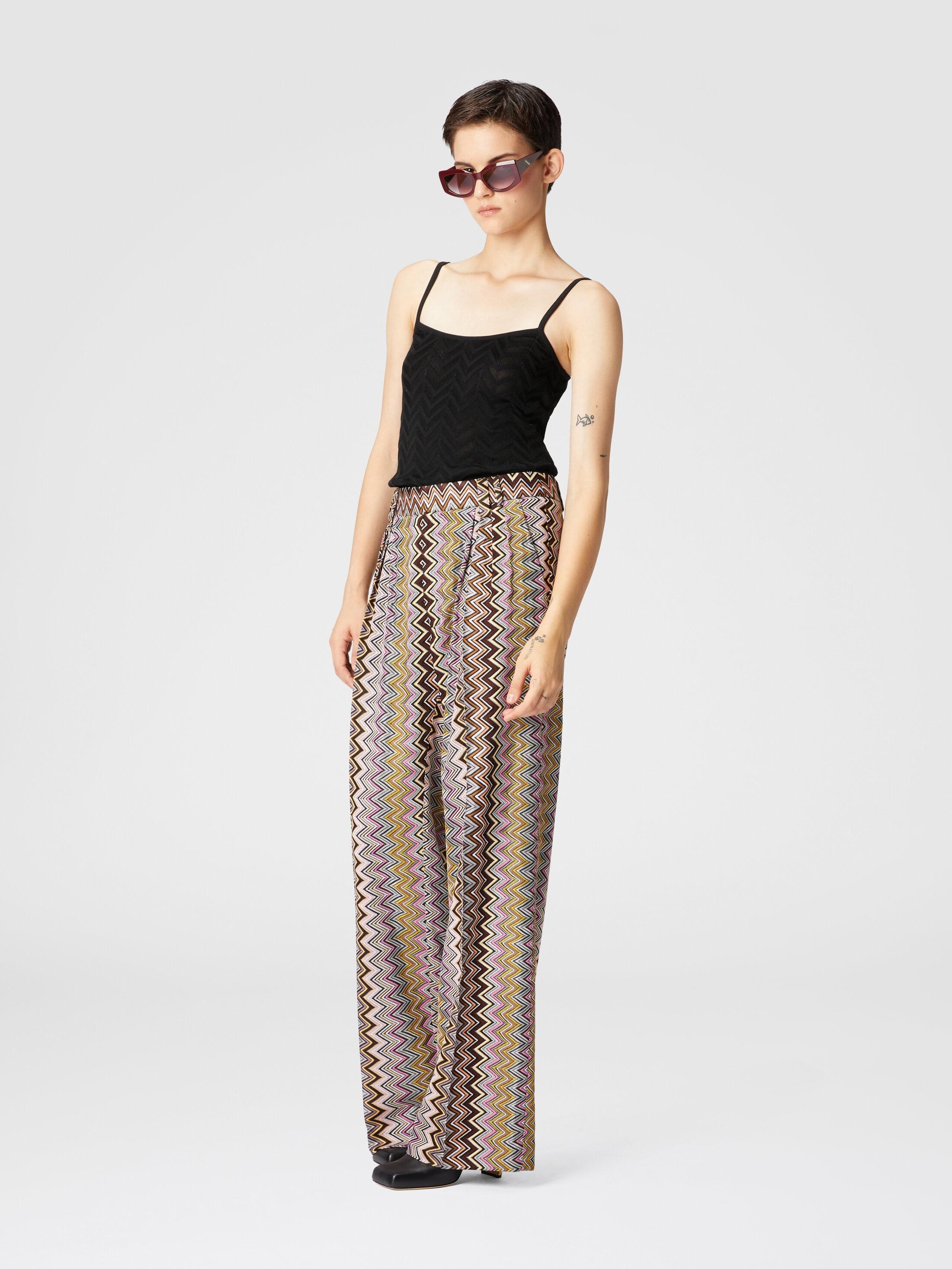 Zig zag viscose trousers with pleats Product Image