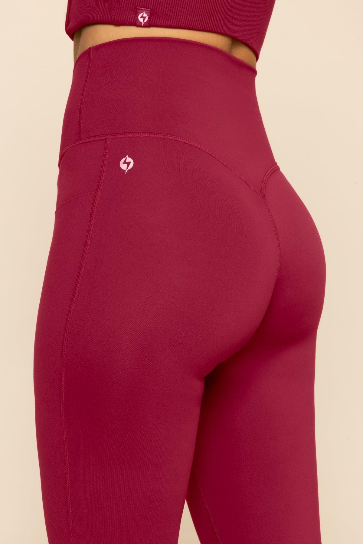 Crisscross Hourglass® Flared Leggings with Pockets - Ruby Product Image