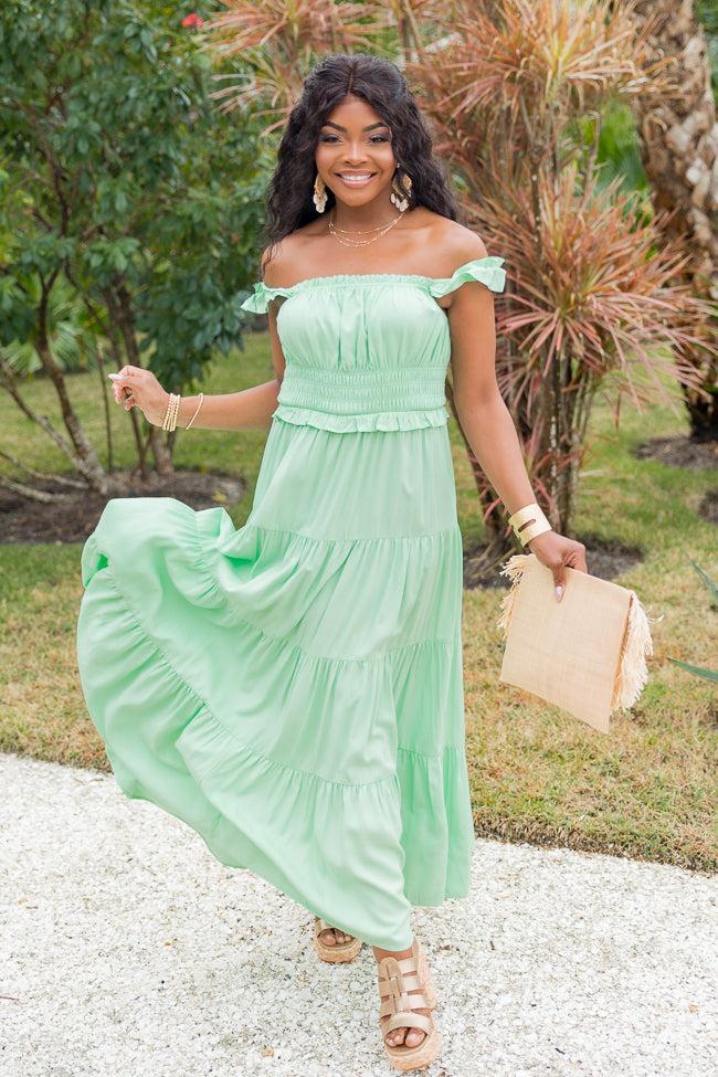 Living A Dream Green Woven Maxi Dress Product Image