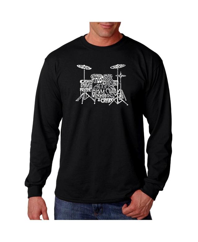 La Pop Art Mens Word Art Long Sleeve T-Shirt- Drums Product Image