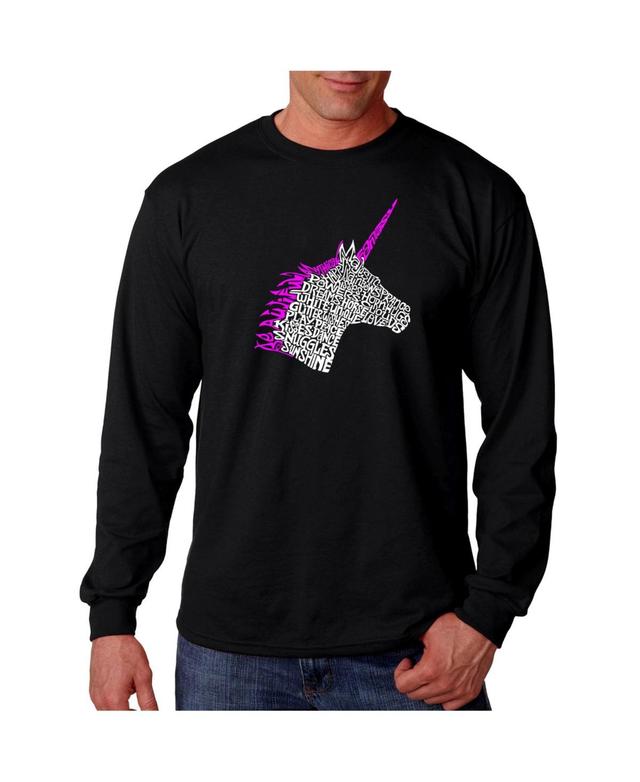 La Pop Art Mens Word Art Long Sleeve T-Shirt - Unicorn Product Image