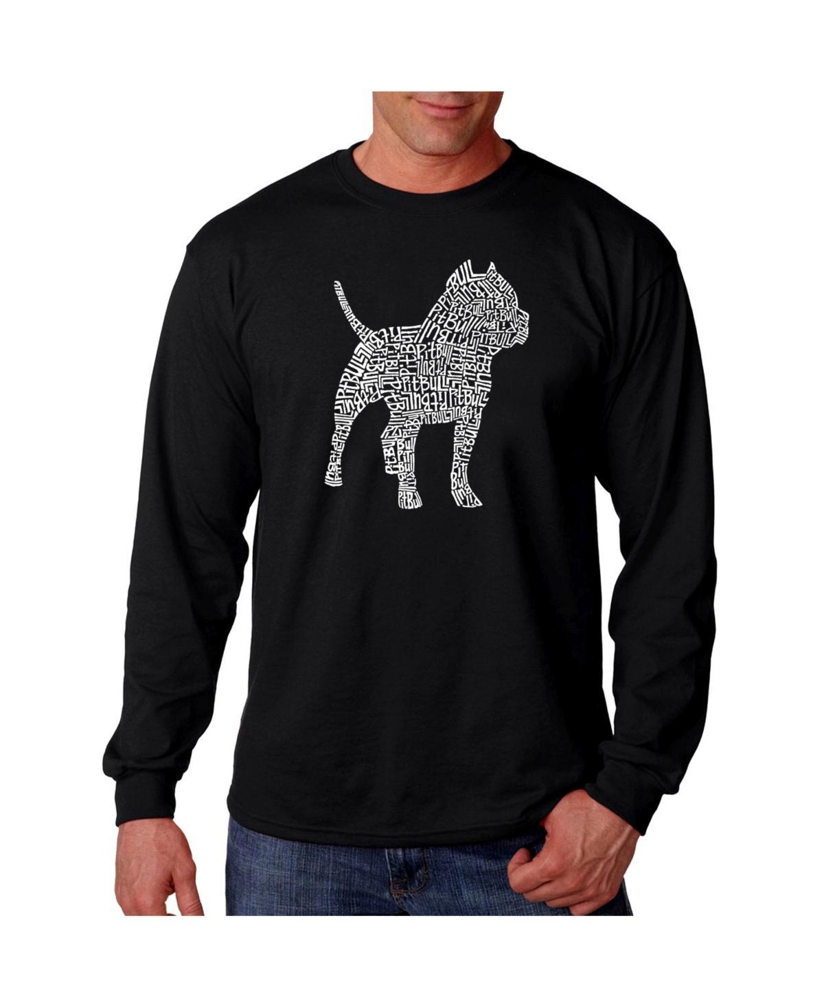 La Pop Art Mens Word Art Long Sleeve T-Shirt - Pit bull Product Image