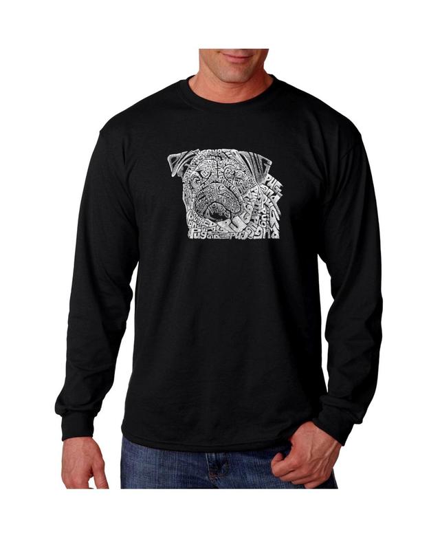 La Pop Art Mens Word Art Long Sleeve T-Shirt - Pug Face Product Image