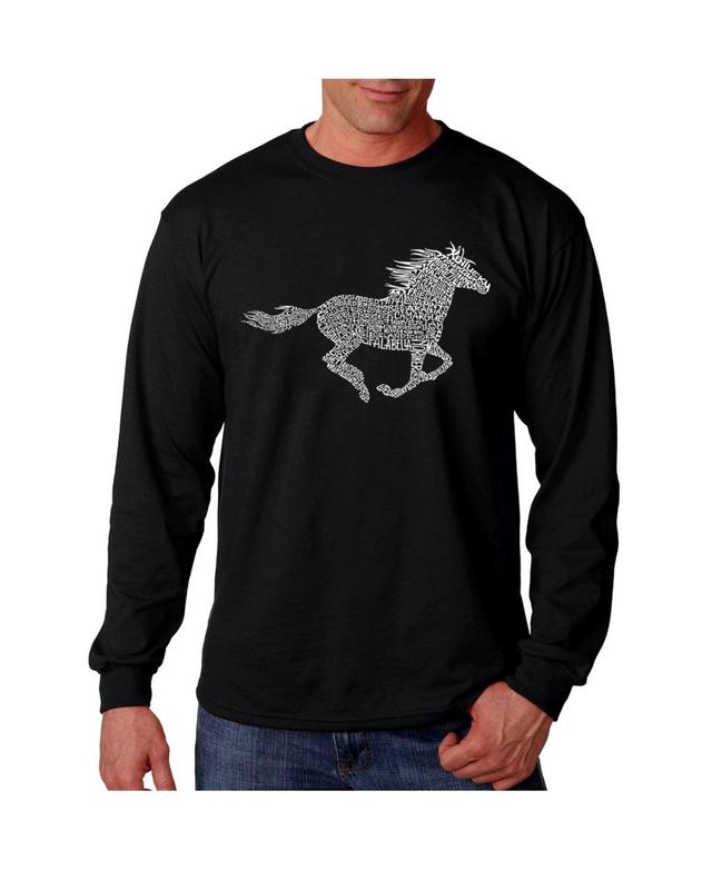 La Pop Art Mens Word Art Long Sleeve T-Shirt- Mustang Product Image