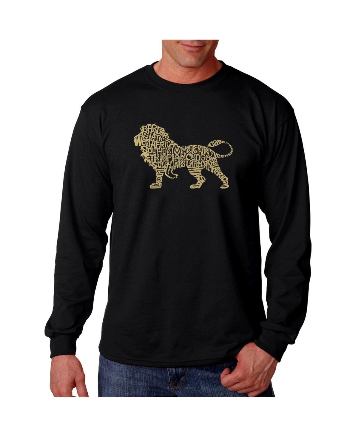 La Pop Art Mens Word Art Long Sleeve T-Shirt- Lion Product Image