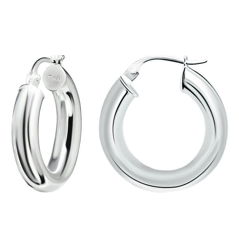 Aleure Precioso Sterling Silver Tube Hoop Earrings, Womens Gold Tone Product Image