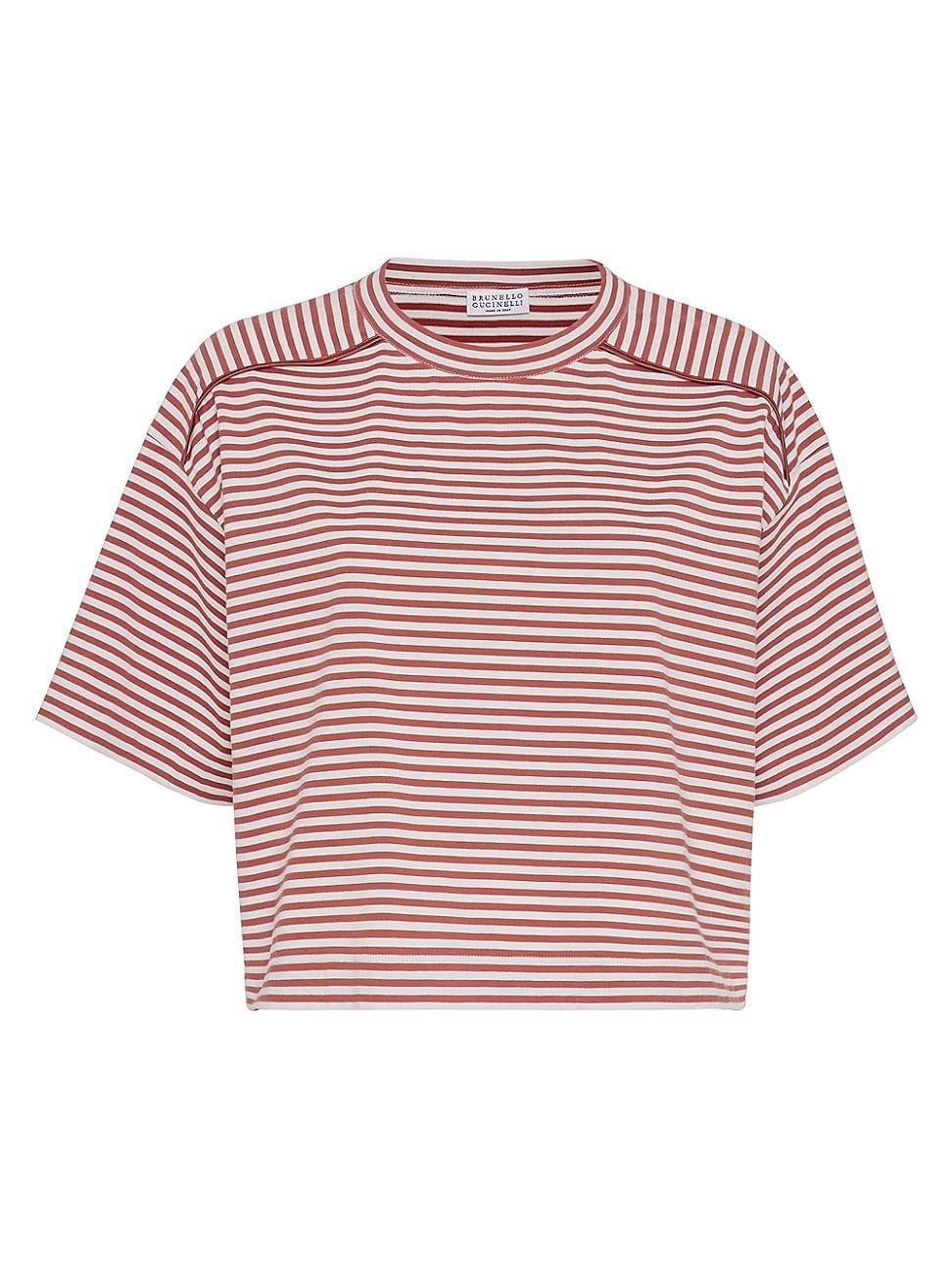 Womens Cotton Striped Jersey T-Shirt with Monili Product Image