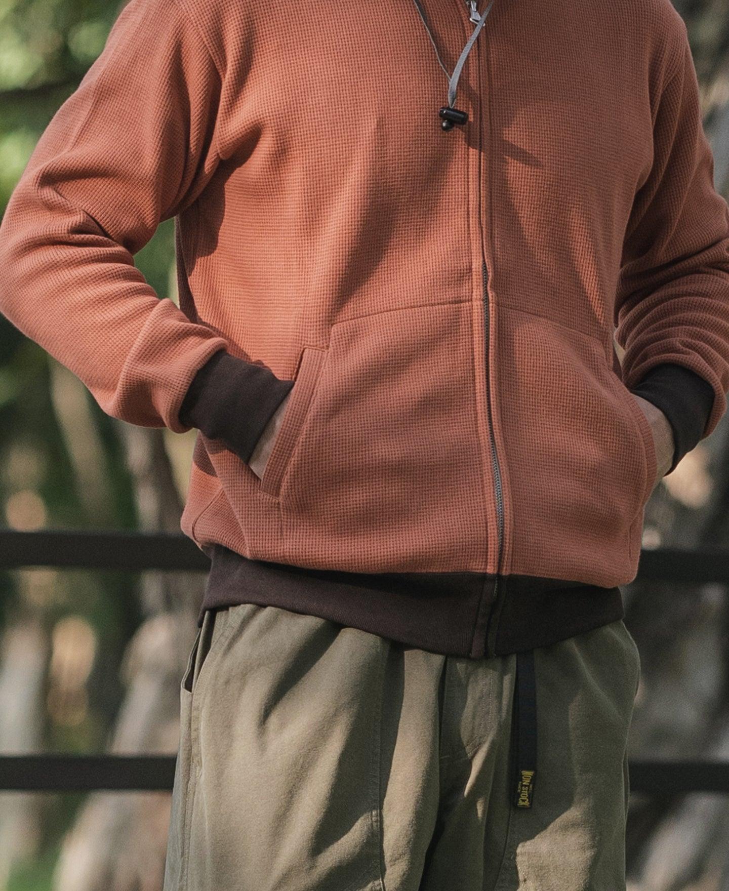 Waffle Cotton Full-Zip Track Jacket - Orange Product Image