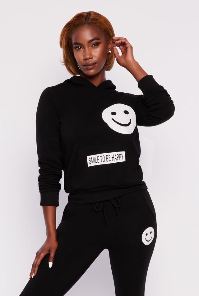 Womens Fleece Smile To Be Happy Pullover Hoodie Product Image