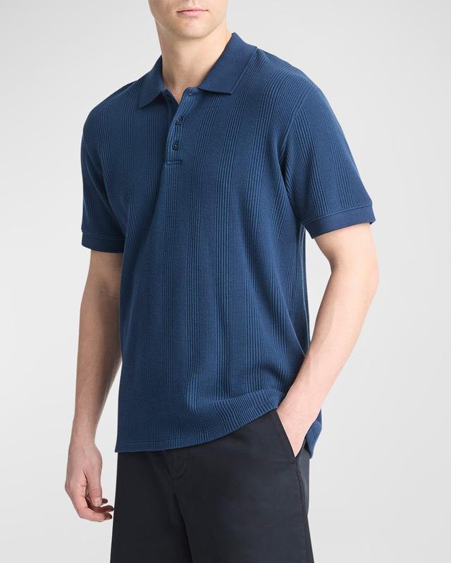 Men's Variegated Textured Stripe Polo Shirt Product Image