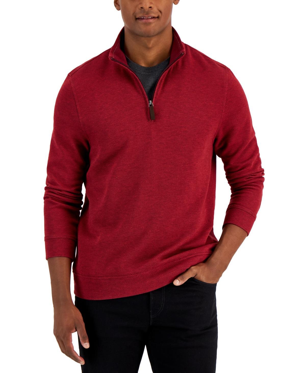 Club Room Mens Birdseye Quarter-Zip Pullover, Created for Macys Product Image