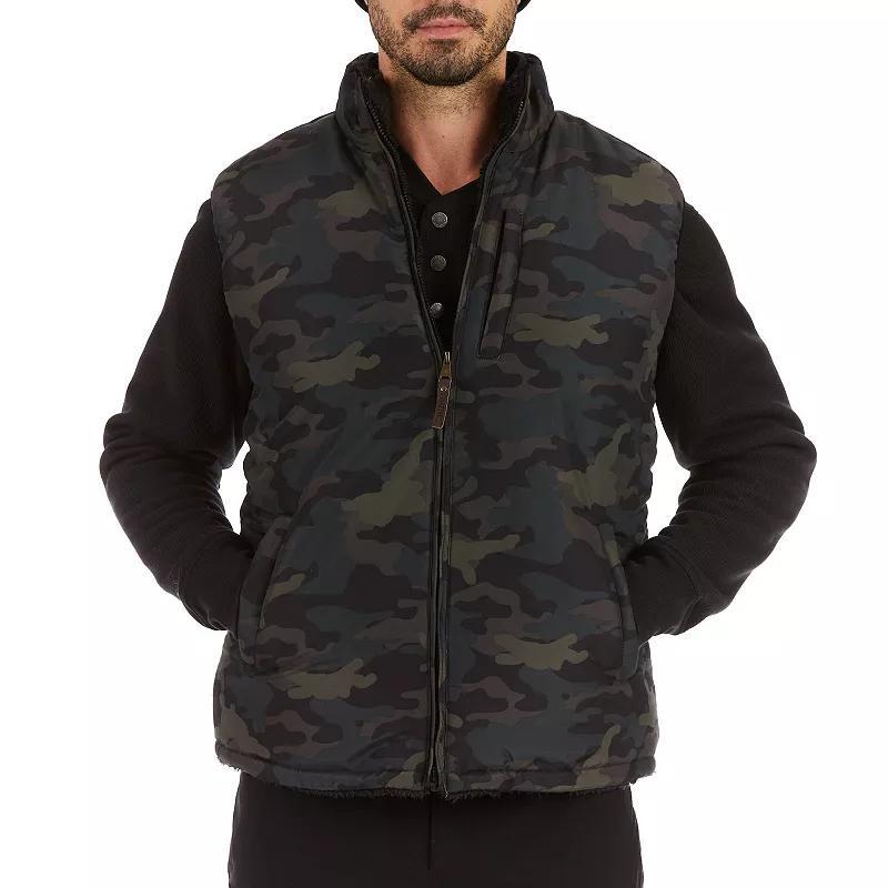 Mens Smiths Workwear Camouflage Sherpa-Lined Vest Jungle Green Product Image