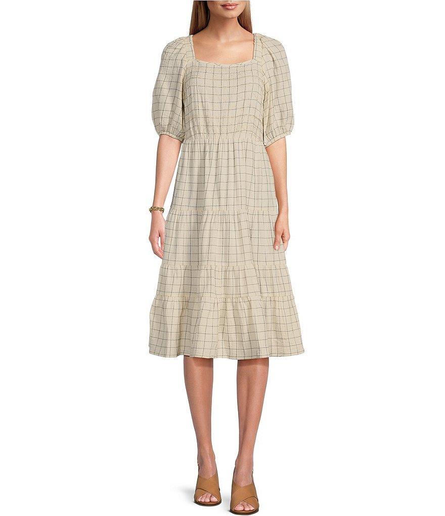 Nurture By Westbound Petite Size Short Sleeve Square Neck A-Line Dress Product Image