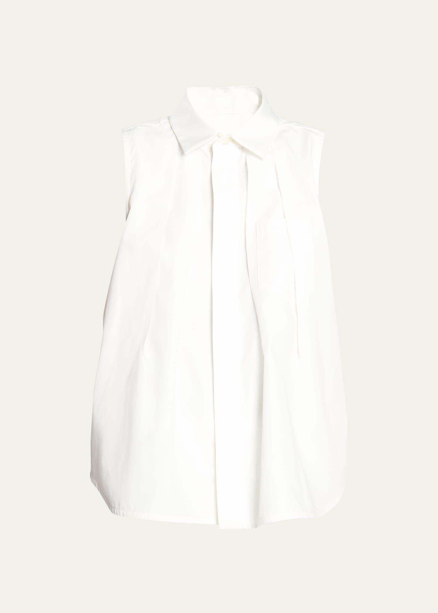 Pintuck Poplin Collared Blouse Product Image