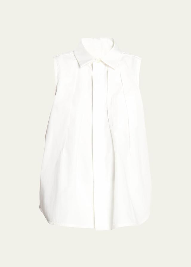 Pintuck Poplin Collared Blouse Product Image