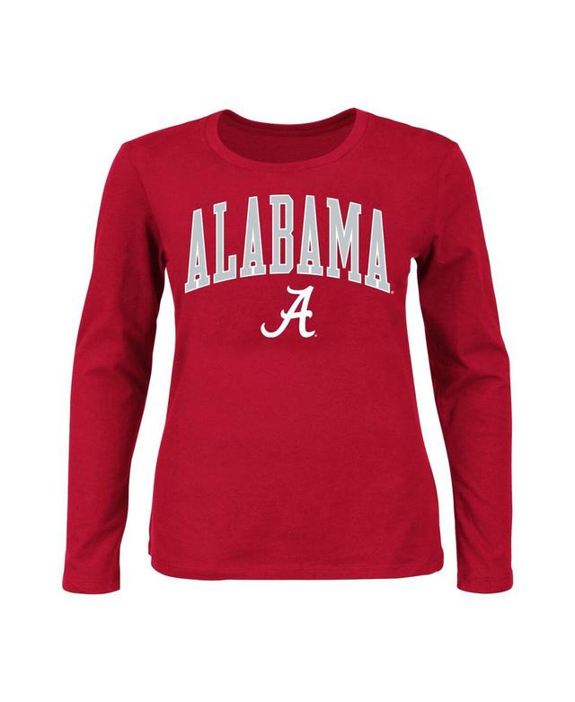 Womens Profile Crimson Alabama Crimson Tide Plus Size Arch Over Logo Scoop Neck Long Sleeve T-shirt Product Image