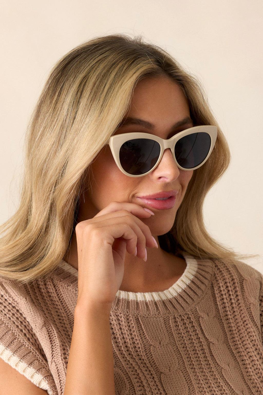 Here Comes the Sun White Rounded Cat-Eye Sunglasses product image