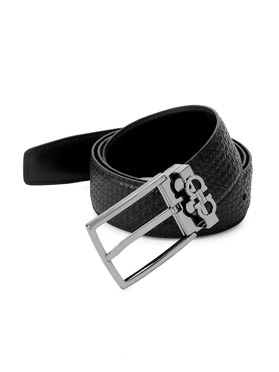 Mens Gancini Reversible Embossed/Smooth Cut-to-Size Leather Belt Product Image