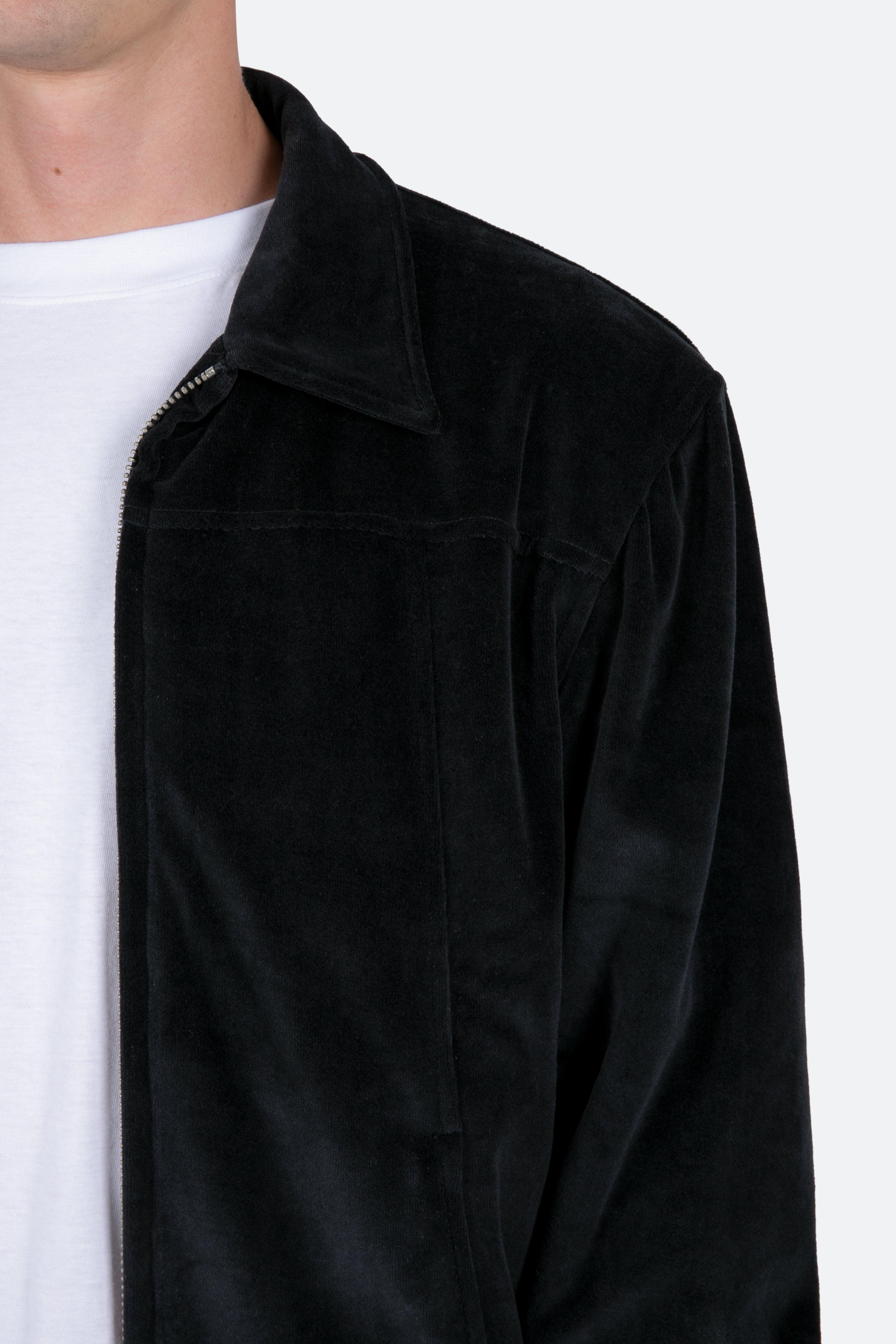 Velour Pilot Jacket - Black Product Image