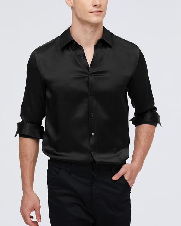 22MM Mulberry Silk Basic Mens Shirt Product Image