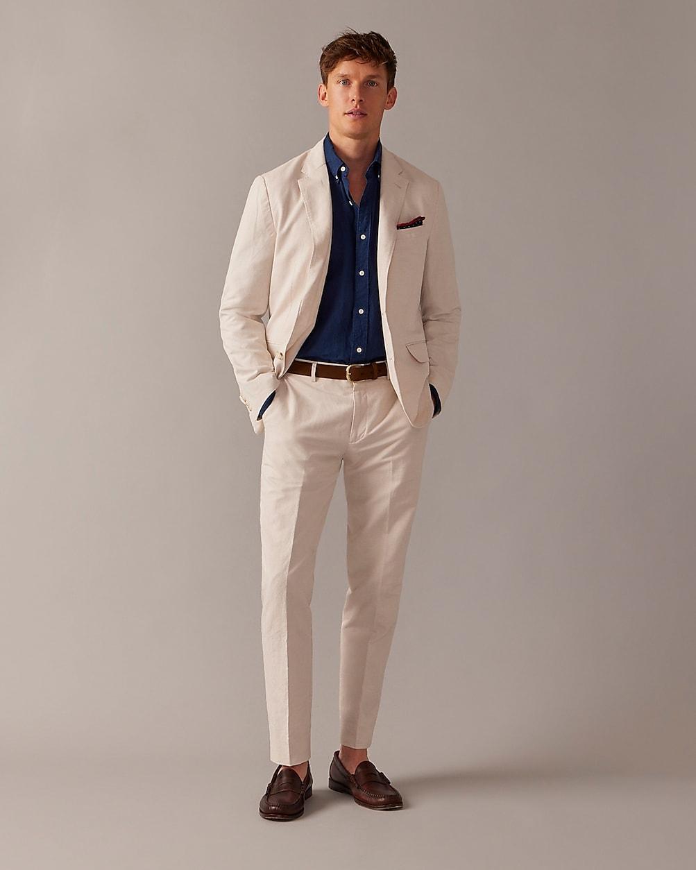 Ludlow Slim-fit unstructured suit jacket in Irish cotton-linen blend Product Image