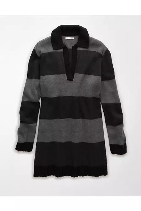 AE Long-Sleeve Oversized Collared Sweater Mini Dress Womens Product Image