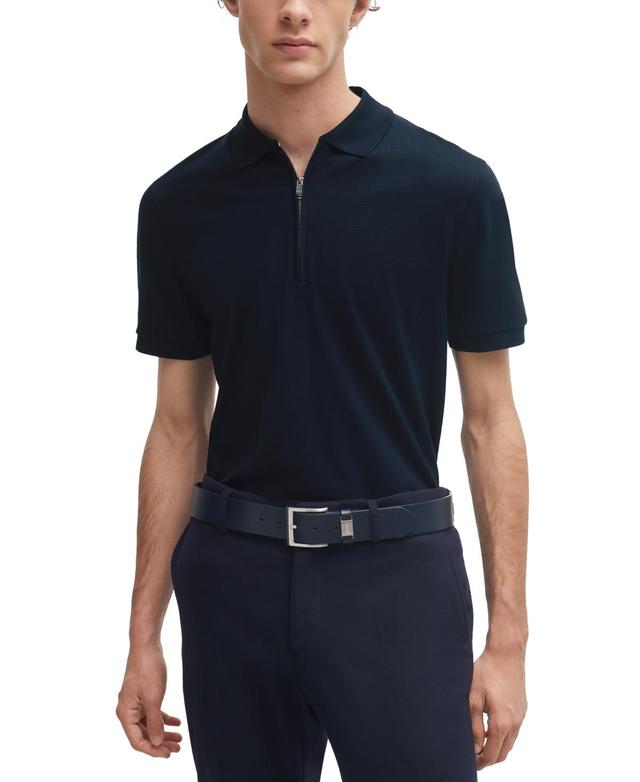 Boss by Hugo Boss Mens Zip Placket Slim-Fit Polo Shirt Product Image