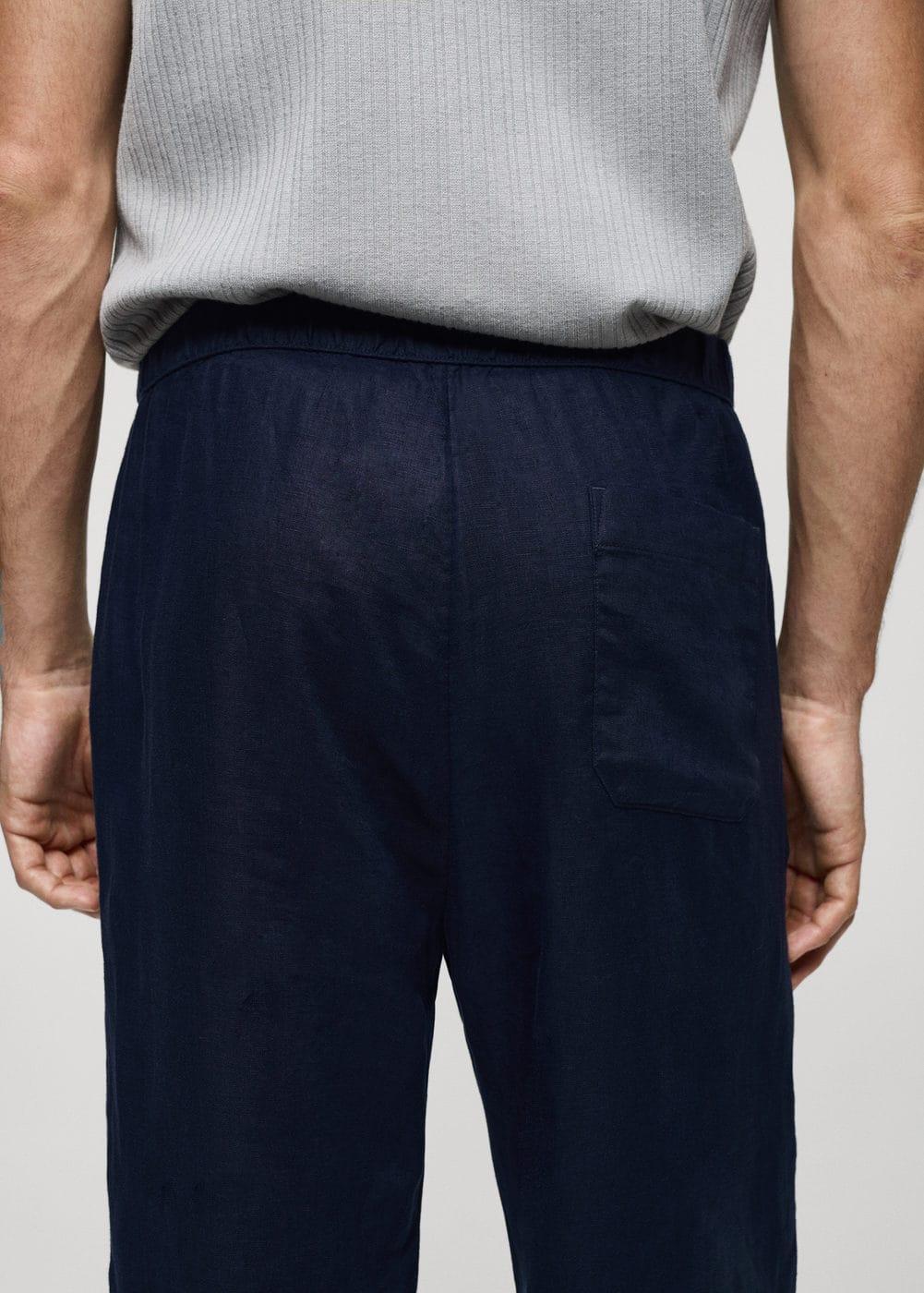 MANGO MAN - 100% linen pants with drawstring navyMen Product Image