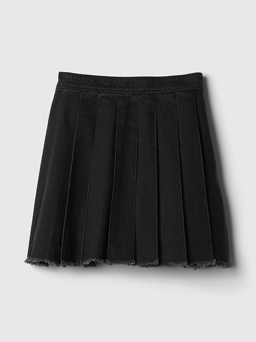 Pleated Denim Mini Skirt Product Image