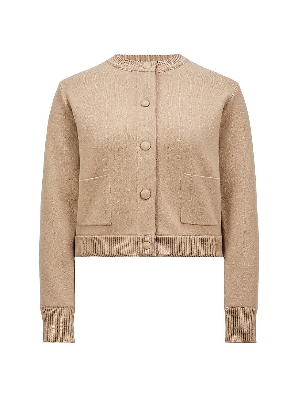 Womens Snap Front Carded Wool Cardigan Product Image