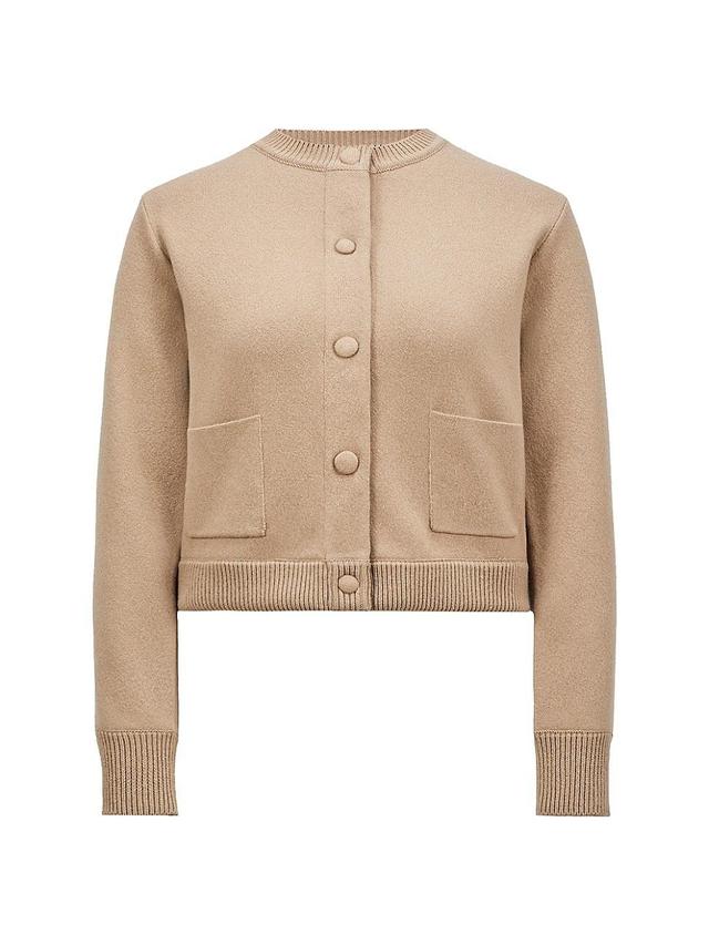 Womens Snap Front Carded Wool Cardigan Product Image