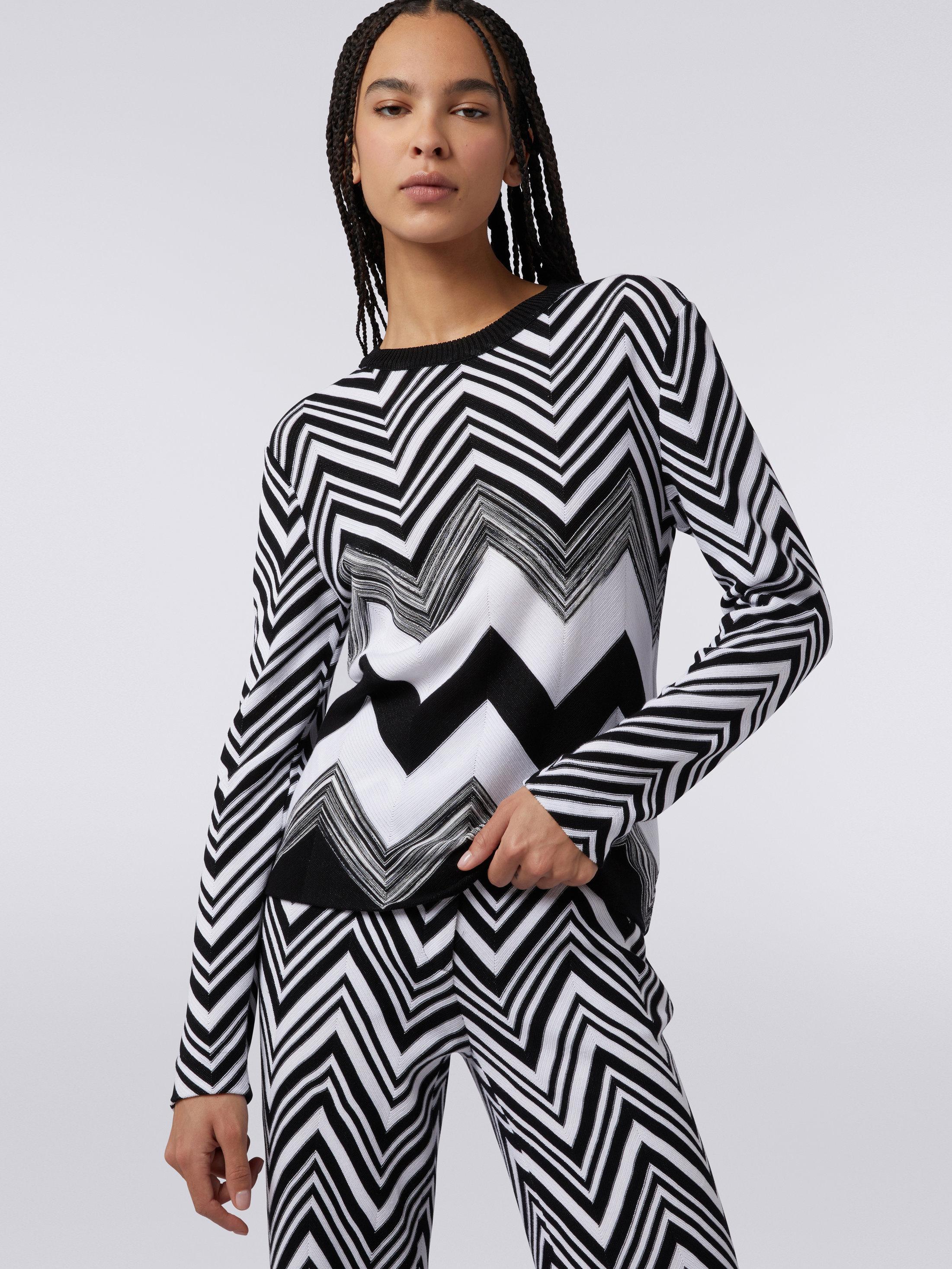 Crew-neck sweater in zigzag cotton blend Product Image