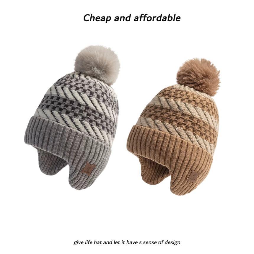 Pom Pom Knit Trapper Hat Product Image