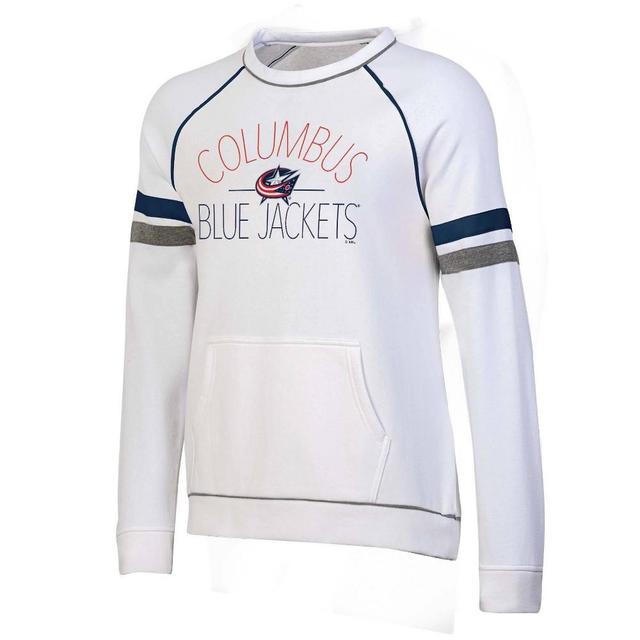 NHL Columbus Blue Jackets Womens White Long Sleeve Fleece Crew Sweatshirt Product Image