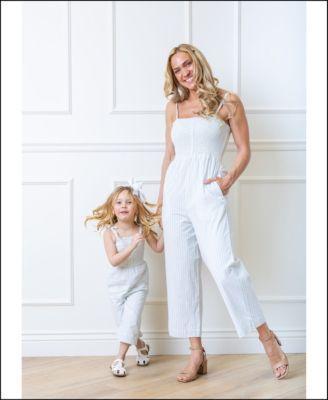 Hope & Henry Womens Smocked Button Front Jumpsuit Product Image