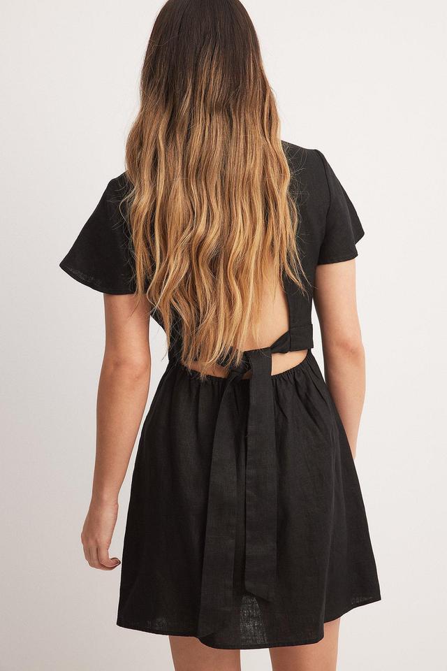 Linen Flowy Tie Back Mini Dress Product Image