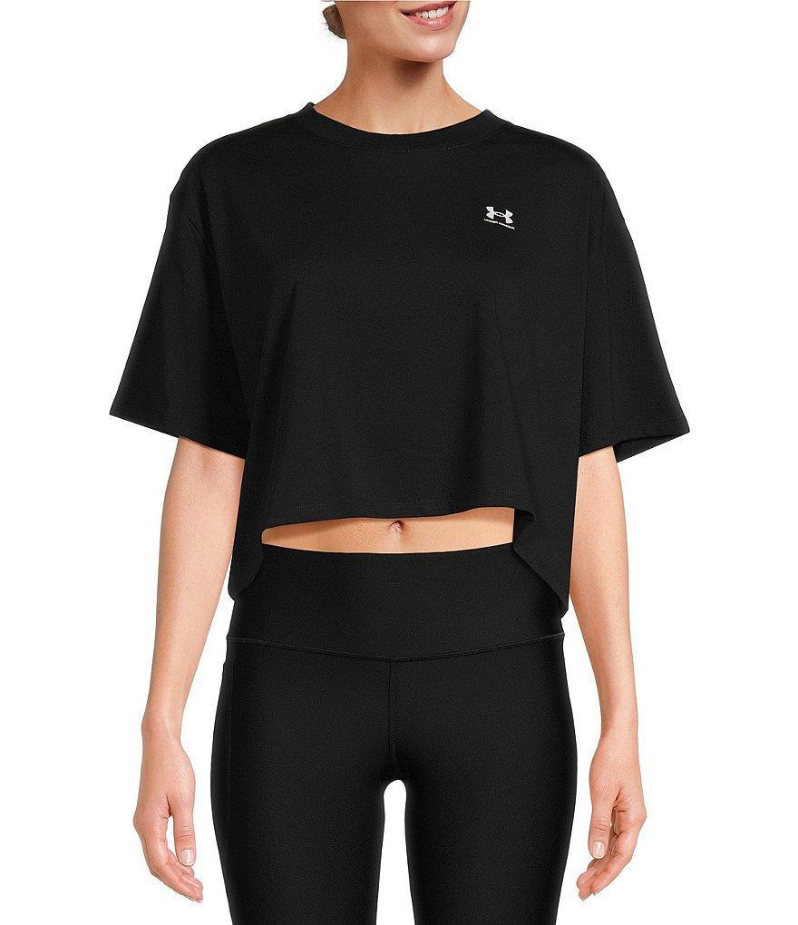 Under Armour Soft Knit Crew Neck Short Sleeves Oversize Fit Boxy Crop Top Product Image